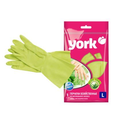 YORK перчатки резиновые с экстрактом алоэ р.L