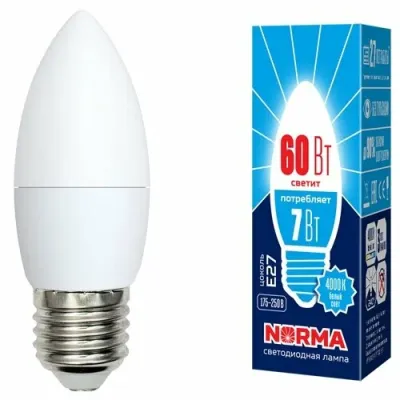 VOLPE лампа светодиодная norma LED-C37-7W/NW/E27/FR/NR_