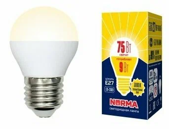 VOLPE лампа светодиодная norma LED-G45-9W/WW/E27/FR/NR