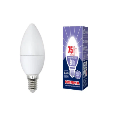 VOLPE лампа светодиодная norma LED-C37-9W/DW/E14/FR/NR