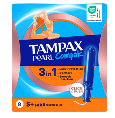 TAMPAX Compak Pearl тампоны гигиенические  с аппликатором super plus single 8шт