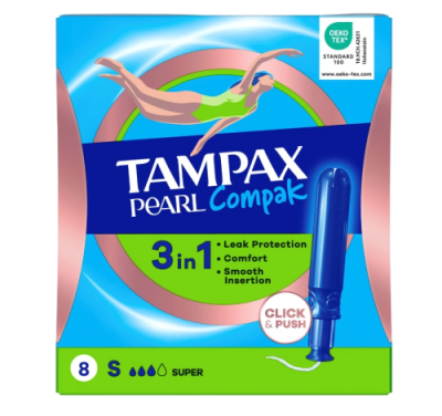 TAMPAX Compak Pearl тампоны гигиенические с аппликатором super single 8шт