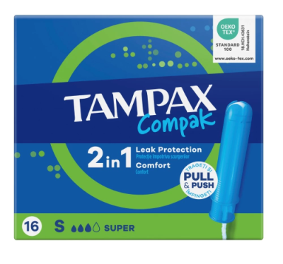 TAMPAX Сompak super тампоны 16шт TM 588/117/384
