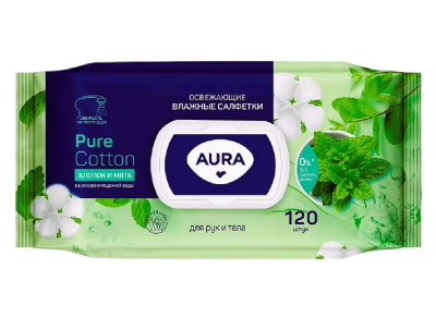 AURA Family салфетки влажные освежающие 120шт