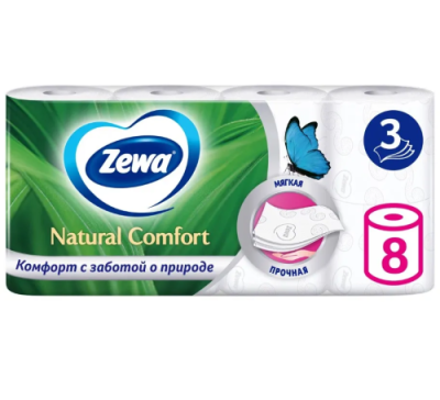 ZEWA Natural Сomfort бумага туалетная 3сл. 8 рулона__