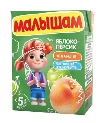 Дет пит Фрутоняня Малышам Нектар яблочно-персиковый с мякотью  5мес 200мл; 27/3