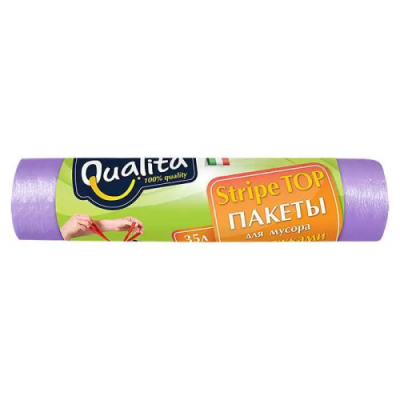 Пакеты д/мусора 35л 15шт с завязками QUALITA