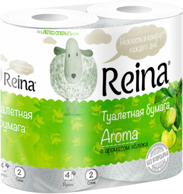 REINA Aroma бумага туалетная яблоко 2сл. 4рулона