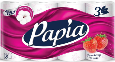 PAPIA бумага туалетная клубничная мечта 3сл 8шт