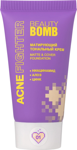 BEAUTY BOMB крем тональный acne fighter т.1