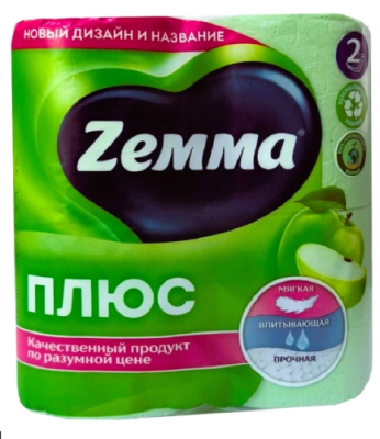 ZEMMA Плюс бумага туалетная яблоко 2сл. 4 рулона