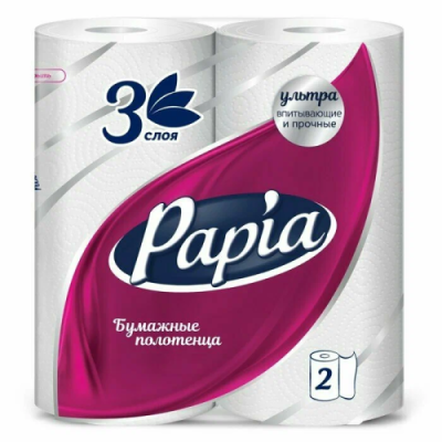 PAPIA полотенце бумажное белые 3сл. 2рулона