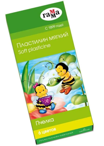 Пластилин восковой мягкий пчелка 6цв