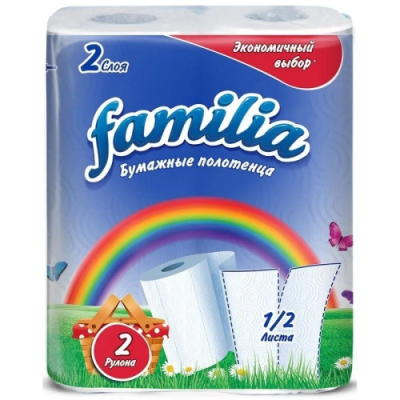 FAMILIA полотенце бумажное радуга белые 2сл. 2рулона