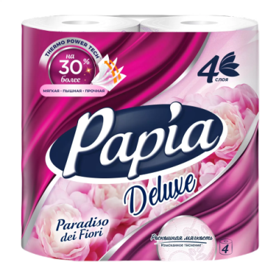 PAPIA Elite бумага туалетнаяparadiso de fiori 4сл. 4рулона