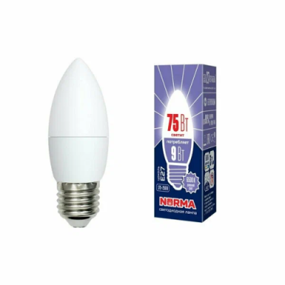 VOLPE лампа светодиодная norma LED-C37-9W/DW/E27/FR/NR_
