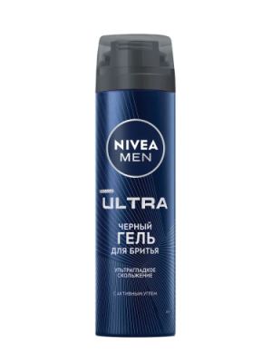 NIVEA MEN гель д/бритья черный с углем ultra 200мл 81789