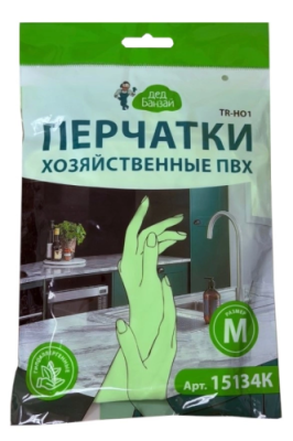 ДЕД БАНЗАЙ перчатки хозяйственные ПВХ р.М
