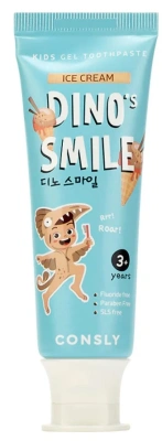 CONSLY паста зубная гелевая детская dino's smile c ксилитом и вкусом пломбира 60г