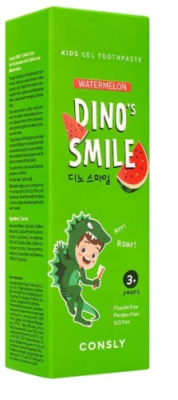 CONSLY паста зубная гелевая детская dino's smile c ксилитом и вкусом арбуза 60г
