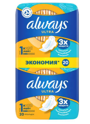 ALWAYS прокладки ultra light 2*10шт AL/776/285/173