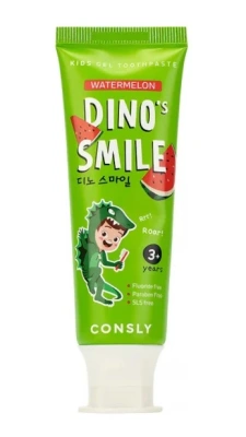 CONSLY паста зубная гелевая детская dino's smile c ксилитом и вкусом арбуза 60г