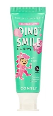 CONSLY паста зубная гелевая детская dino's smile c ксилитом и вкусом жвачки 60г