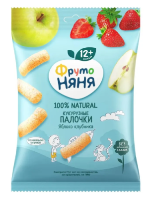Дет пит Фрутоняня палочки кукурузные с яблоком и клубникой 20г; 9