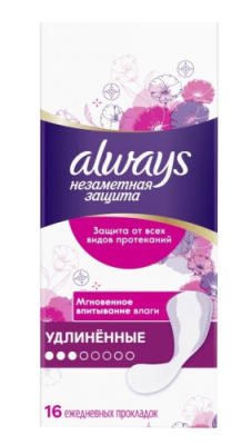 ALWAYS прокладки ежедневные аромат. незаметная защита удлиненные single 16шт