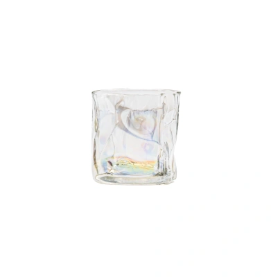 Стакан д/напитков стеклянный 180мл мятый эффект цв.радужный арт.EA102