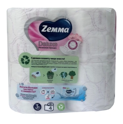ZEMMA Deluxe бумага туалетная  орхидея 3сл. 4 рулона