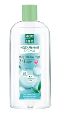 ЧИСТАЯ ЛИНИЯ Идеальная Кожа вода мицеллярная д/проблемной кожи с цинком и зеленым чаем 400мл
